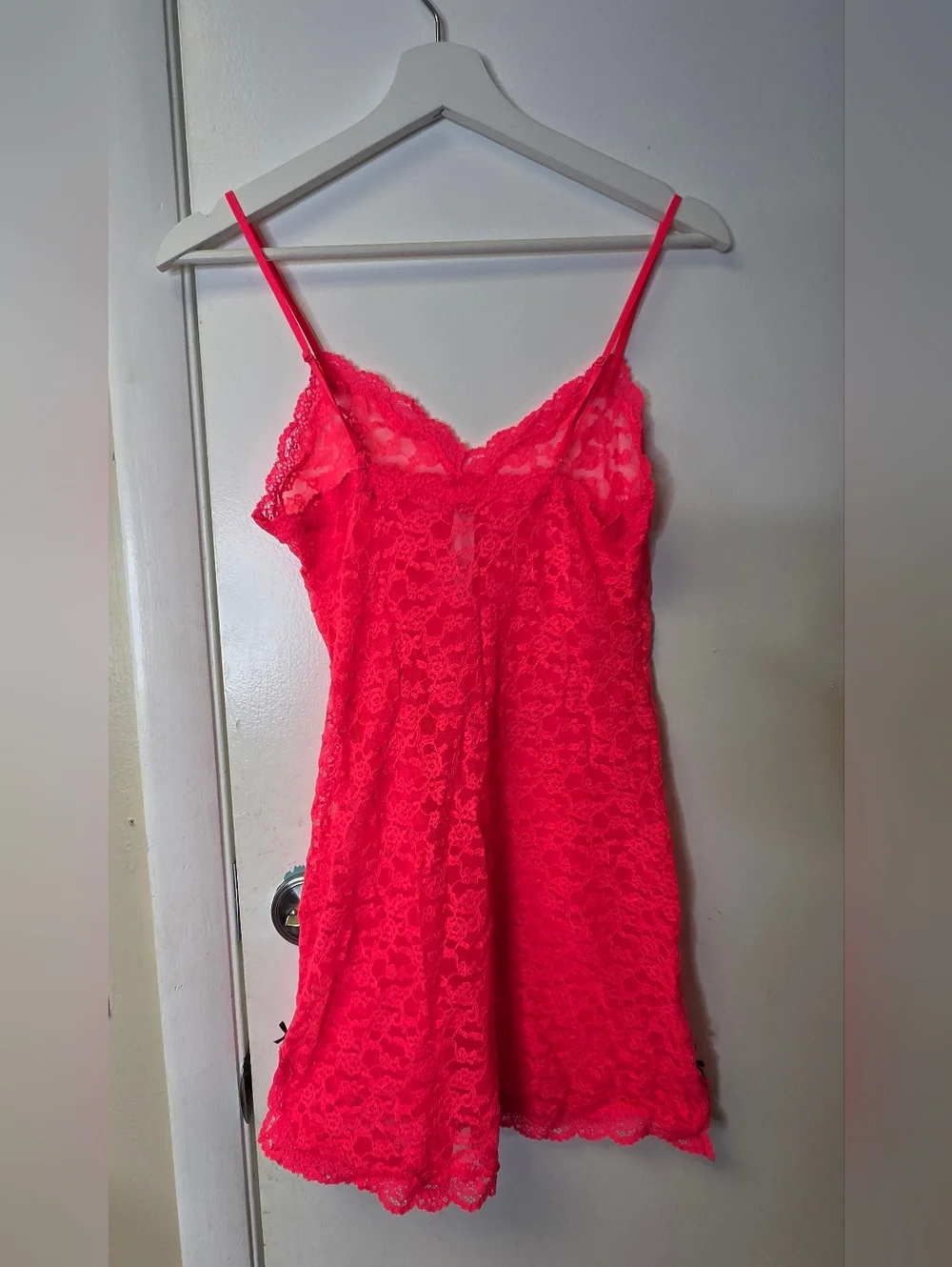 Victoria’s Secret Vintage Neon Pink Floral Lace Slip Dress Size S